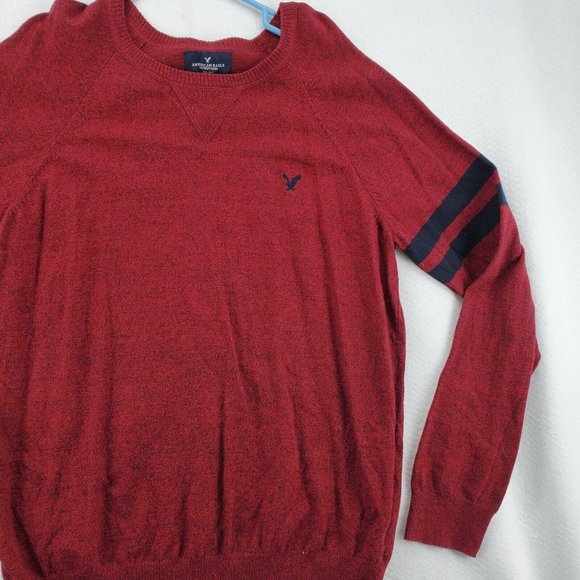 AMERICAN EAGLE Sweater Men's Long Sleeve Crew Neck Tight Knit Pullover Red Large - Picture 5 of 12